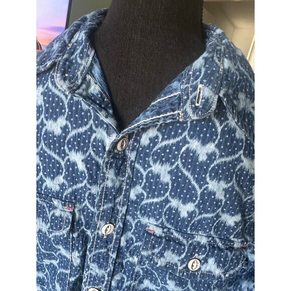 Overland Blue Pattern Button-Up Shirt – Long Sleeve – Size S - Picture 3 of 9
